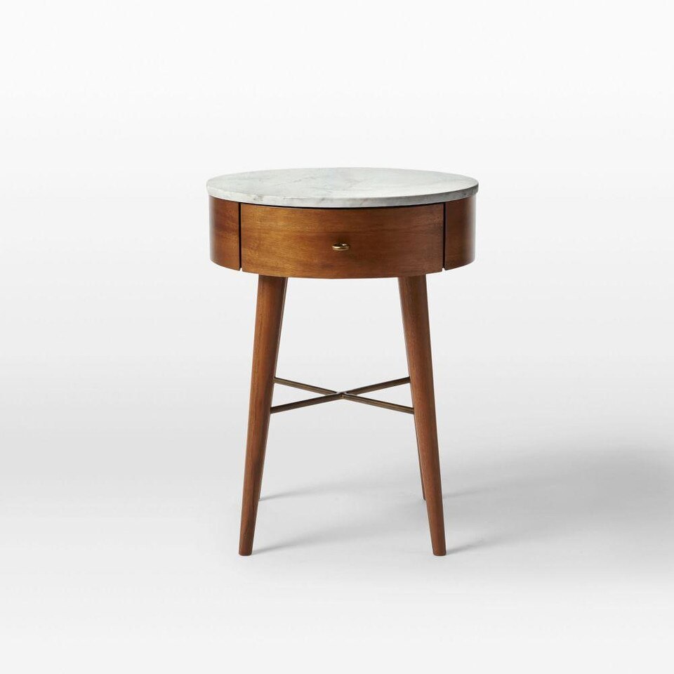 Penelope Bedside Table Acorn w/ Marble Top west elm United Kingdom